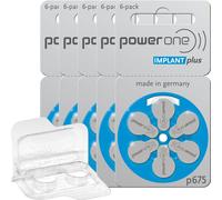 30 x PowerOne Implant Plus batteria per apparecchi acustici P675 blu (5 x 6 b...
