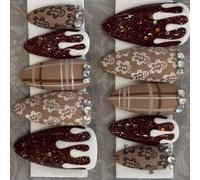 30 zoccoli celebrativi scintillanti persistenti autunnali per il Ringraziamento con ago di zucca corto quadrato fraudolento permanente ABS opaco forziere elegante dado marrone fraudolento per tutti i
