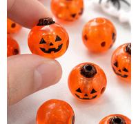 300/150/100/50 pezzi Perline acriliche a forma di zucca e faccia di fantasma, perline sciolte per fai da te, accessori creativi per braccialetti da uomo e donna in stile europeo e americano, accessori