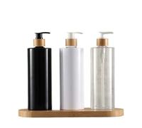 300/500ML Bamboo Pump Dispenser Bathroom Dish Soap Bottle Lotion Refillable per bagno(500ml white)