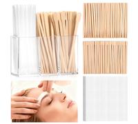 300 bastoncini di cera per sopracciglia e strisce per l'applicazione di cera, con 3 scomparti, spatole piatte per ceretta, piccole strisce di carta per sopracciglia, labbra, naso, corpo