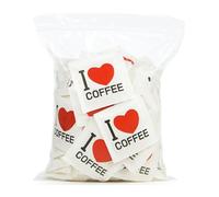 300 Bustine Zucchero San Valentino Monodose “I Love COFFEE” - Semolato Puro per Caffè | Ideali per Bar, Ristoranti, Zucchero Monodose per Espresso e Cappuccino