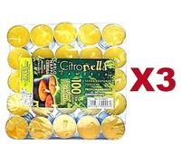 300 CANDELE CANDELINE TEALIGHT CITRONELLA LUMINI TONDE CERA MANGIAFUMO TEA LIGHT