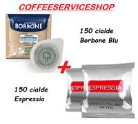 300 cialde miste : 150 cialde caffe' borbone miscela blu 44 mm + 150 espressia