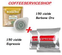 300 cialde miste : 150 cialde caffe borbone miscela oro 44 mm ese +150 espressia