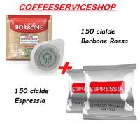 300 cialde miste : 150 cialde caffe' borbone miscela red + 150 cialde espressia
