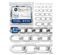 300-cm = 3-metri 10-mm di spessore catena in acciaio inossidabile inox V4A a maglia corta da NietFullThings in un unico pezzo catena di ancoraggio DIN 5685 DIN 766 3-m