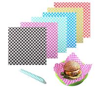 300 Fogli Carta Alimentare, 6 Colori Fogli di Carta Antigrasso Wrap, Carta Cerata, per Panini, Patatine Fritte, Hamburger, Torte, Congelabile e Microonde, 30x30cm