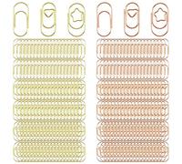 300 graffette colorate in metallo, a forma di cuore, a forma di stella, piccoli segnalibri, set di graffette per ufficio, aula, casa, matrimonio (oro, oro rosa)