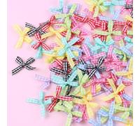 300 mini fiocchi a nastro, 4 x 3,5 cm, fiocco a quadretti su entrambi i lati, fiocchi decorativi a quadri, mini nastro per cucito, decorazioni di nozze, biglietti, fai da te, regalo, accessori per