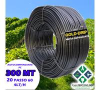 300 mt Rotolo tubo ala gocciolante autocompensante PC da 20 PASSO 60cm 4LT/H
