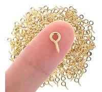 300 occhielli a vite, piccole viti con occhielli, mini occhielli a vite, in acciaio inox, piccoli perni a occhiello, viti a occhiello per ciondoli, perle, creazione di gioielli (oro) (oro)