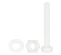 300 Pcs/100 Set Viti Esagonali M5 x 35mm per Nylon con Dadi e Rondelle, Bianco
