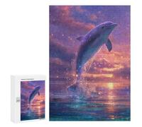 300 PCS Puzzle Dolphin Leaping Into Starry Sky Puzzle Per Adolescenti Migliora La Memoria Difficile E Stimolante Rompicapo Giochi Per Famiglie 300 PCS