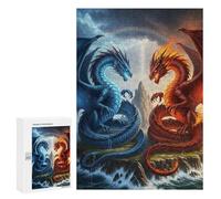 300 PCS Puzzle Ice And Fire Dragons Confrontation Puzzle Per Adulti Giochi Divertenti Decorazione Perfetta Regali Unici Per Compleanno E Natale 300 PCS