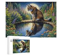 300 PCS Puzzle Moonlit Garden Cat Reflection Puzzle Per Adulti Giocattoli Antistress Vacanza A Casa Ammazza Il Tempo Offerta Come Regalo Per Tutta La Famiglia 300 PCS