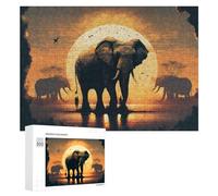 300 PCS Puzzle Per Adolescenti African Sunset with Elephants Puzzle Per Adulti Gioco Pratico Corsa Di Velocità Delle Mani Divertimento Attività A Casa, 300 PCS
