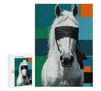 300 PCS Puzzle Per Adolescenti Blindfolded White Horse Digital Art Puzzle Per Adolescenti Giochi Per Famiglie Analisi E Sfida Educativa Logica 300 PCS