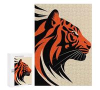 300 PCS Puzzle Per Adolescenti Bold Tiger Vector Portrait in Red And Black Design Puzzle Per Adulti Rompicapo Gioco Analisi E Logica Regali Di Natale Compleanno 300 PCS