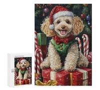 300 PCS Puzzle Per Adolescenti Christmas Poodle with Presents-3 Puzzle Per Adolescenti Taglio Di Precisione Aiuta L'esercizio Del Cervello Regali Per La Riduzione Dello Stress 300 PCS