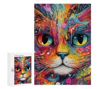 300 PCS Puzzle Per Adolescenti Colorful Abstract Cat Art Print-4 Puzzle Per Adolescenti Difficili Ogni Pezzo È Unico - Regalo Di Compleanno, Regali, 300 PCS