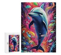 300 PCS Puzzle Per Adolescenti Colorful Dolphin Underwater Scene Puzzle Per Adolescenti Gioco Rompicapo Migliora La Memoria Regali Di Natale Compleanno 300 PCS