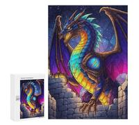 300 PCS Puzzle Per Adolescenti Colorful Dragon on Castle Wall Puzzle Per Adulti Gioco Pratico Difficile Difficile Unico Compleanno E Regali 300 PCS
