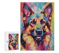 300 PCS Puzzle Per Adolescenti Colorful German Shepherd Painting-1 Puzzle Per Adulti Assemblaggio Del Modello Aiuta L'esercizio Del Cervello Giochi Stimolanti 300 PCS