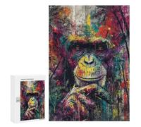 300 PCS Puzzle Per Adolescenti Colorful Monkey Art Print Puzzle Per Adolescenti Taglio Di Precisione Aiuta L'esercizio Del Cervello Regali Per La Riduzione Dello Stress 300 PCS