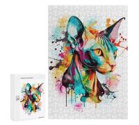 300 PCS Puzzle Per Adolescenti Colorful Sphynx Cat Puzzle Per Adolescenti Gioco Rompicapo Migliora La Memoria Regali Di Natale Compleanno 300 PCS