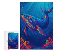 300 PCS Puzzle Per Adolescenti Colorful Whale in Deep Blue Sea Pop Art Puzzle Per Adulti Giocattoli Antistress Analisi E Logica Interazione Genitore-figlio 300 PCS