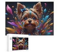 300 PCS Puzzle Per Adolescenti Colorful Yorkshire Terrier Portrait Puzzle Per Adolescenti Gioco Rompicapo Migliora La Memoria Regali Di Natale Compleanno 300 PCS