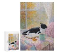 300 PCS Puzzle Per Adolescenti Cozy Autumn Cat by The Window Puzzle Per Adolescenti Gioco Rompicapo Migliora La Memoria Regali Di Natale Compleanno 300 PCS