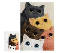 300 PCS Puzzle per Adolescenti Cute Cats Illustration Puzzle per Adulti Gioco Pratico Difficile Interazione Tra Genitori E Figli 300 PCS