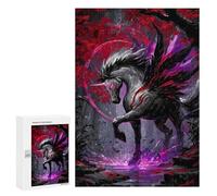 300 PCS Puzzle Per Adolescenti Dark Winged Unicorn in Forest Puzzle Per Adulti Gioco Pratico Assemblaggio Di Modelli Regali Unici Per Compleanno E Natale 300 PCS