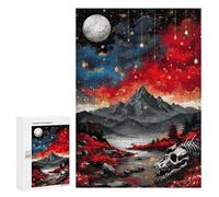 300 PCS Puzzle Per Adolescenti Dragon Skull Landscape with Red Flowers Puzzle Per Adolescenti Giochi Per Famiglie Analisi E Sfida Educativa Logica 300 PCS