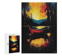 300 PCS Puzzle Per Adolescenti Drifting Into Fire - Expressionist Abstract Boat Scene Puzzle Per Adulti Gioco Pratico Regalo Per Donne Aiuta L'esercizio Del Cervello 300 PCS