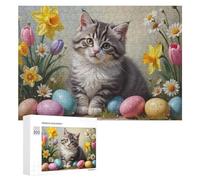 300 PCS Puzzle Per Adolescenti Easter Eggs And Cute Kitten Puzzle Per Adolescenti Gioco Rompicapo Migliora La Memoria Regali Di Natale Compleanno 300 PCS