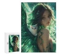 300 PCS Puzzle Per Adolescenti Enchanted Angel with White Cat Puzzle Per Adolescenti Migliora La Memoria Sfida Da Completare Giocattoli Educativi Per L'apprendimento 300 PCS