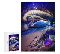 300 PCS Puzzle Per Adolescenti Enchanted Swan Beach Scene Puzzle Per Adolescenti Gioco Rompicapo Migliora La Memoria Regali Di Natale Compleanno 300 PCS