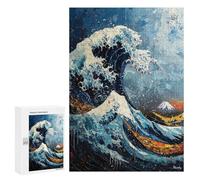 300 PCS Puzzle Per Adolescenti Expressionist The Great Wave - Bold Contemporary Art Reinterpretation Puzzle Per Adulti Gioco Pratico Difficile Difficile Unico Compleanno E Regali 300 PCS