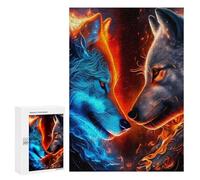300 PCS Puzzle Per Adolescenti Fire Vs. Ice Wolves Artwork Puzzle Per Adolescenti Gioco Rompicapo Migliora La Memoria Regali Di Natale Compleanno 300 PCS