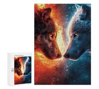 300 PCS Puzzle Per Adolescenti Fire Vs. Ice Wolves Puzzle Per Adolescenti Difficili Ogni Pezzo È Unico - Regalo Di Compleanno, Regali, 300 PCS
