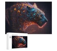 300 PCS Puzzle Per Adolescenti Flame-Patterned Leopard Head Puzzle Per Adulti, Gioco Rompicapo, Gara Di Velocità Manuale, Impegnativo Da Completare 300 PCS