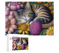 300 PCS Puzzle Per Adolescenti Floral Dreams Cat Nap Puzzle Per Adolescenti Gioco Rompicapo Migliora La Memoria Regali Di Natale Compleanno 300 PCS