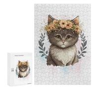 300 PCS Puzzle Per Adolescenti Floral Watercolor Baby Cat Puzzle Per Adolescenti Gioco Rompicapo Migliora La Memoria Regali Di Natale Compleanno 300 PCS
