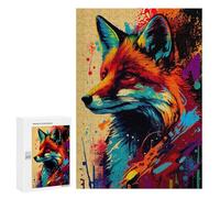 300 PCS Puzzle per Adolescenti Fox Popart Animale Puzzle per Adulti Giocattoli Antistress Sfida Difficile Compleanno
