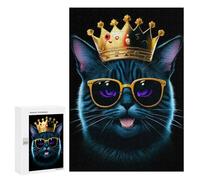 300 PCS Puzzle Per Adolescenti Funny King Black Cat Puzzle Per Adolescenti Gioco Rompicapo Migliora La Memoria Regali Di Natale Compleanno 300 PCS