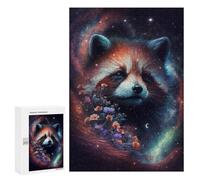 300 PCS Puzzle Per Adolescenti Galactic Red Panda with Flowers Puzzle Per Adolescenti Migliora La Memoria Sfida Da Completare Giocattoli Educativi Per L'apprendimento 300 PCS