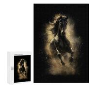 300 PCS Puzzle Per Adolescenti Galloping Horse with Golden Dust Puzzle Per Adulti Gioco Pratico Corsa Di Velocità Delle Mani Divertimento Attività A Casa, 300 PCS